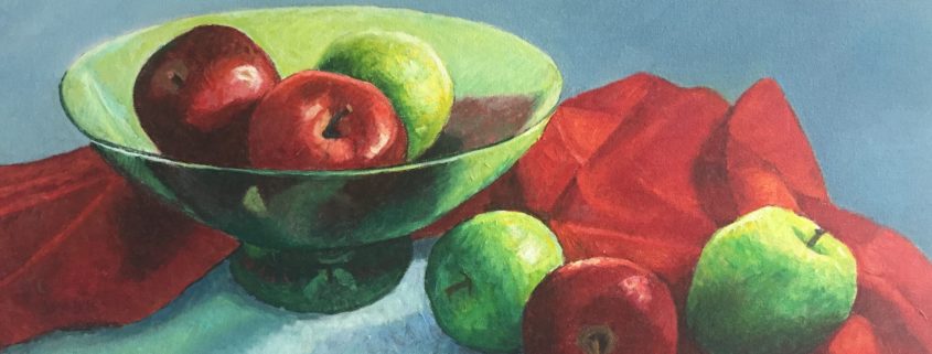 Red and Green Still Life by Gainor Roberts - 845x321