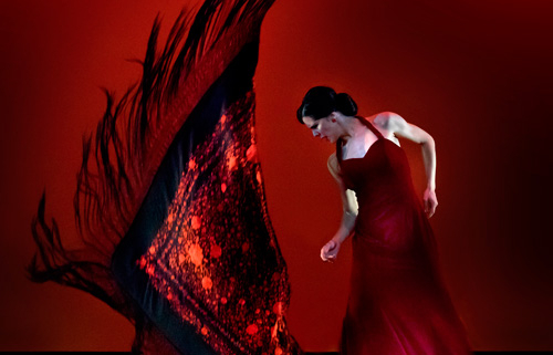 Irene Rodriguez Flamenco in red dress - 500x500