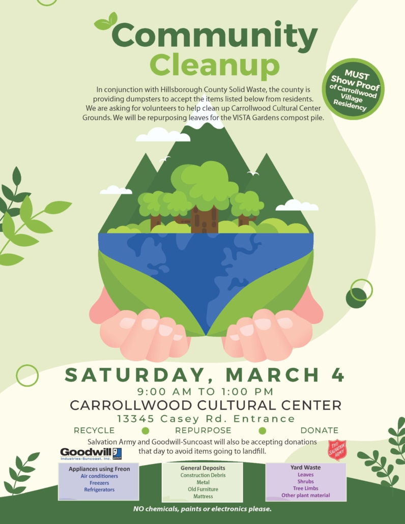A flyer for the Community Cleanup on March 4