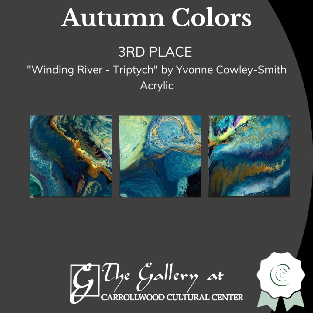 3rd Place - Winding River - Triptych by Yvonne Cowley-Smith - 2023 Autumn Colors