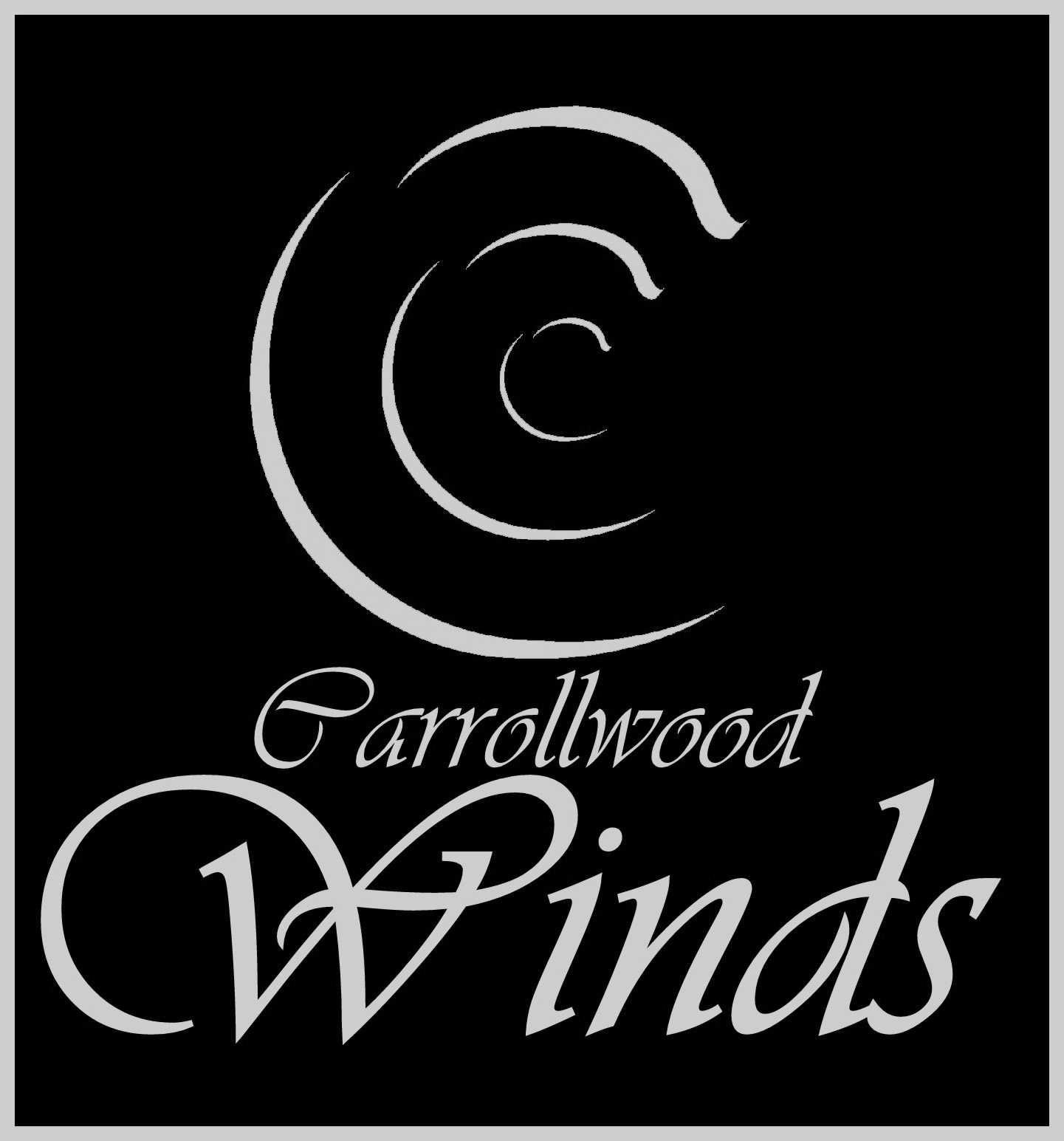 Carrollwood Winds Logo - white letters on black
