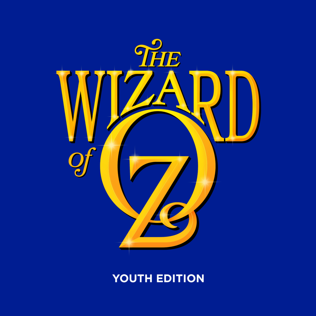 The words The Wizard of Oz appear in gold against a royal blue background with the words Youth Edition in white below it.