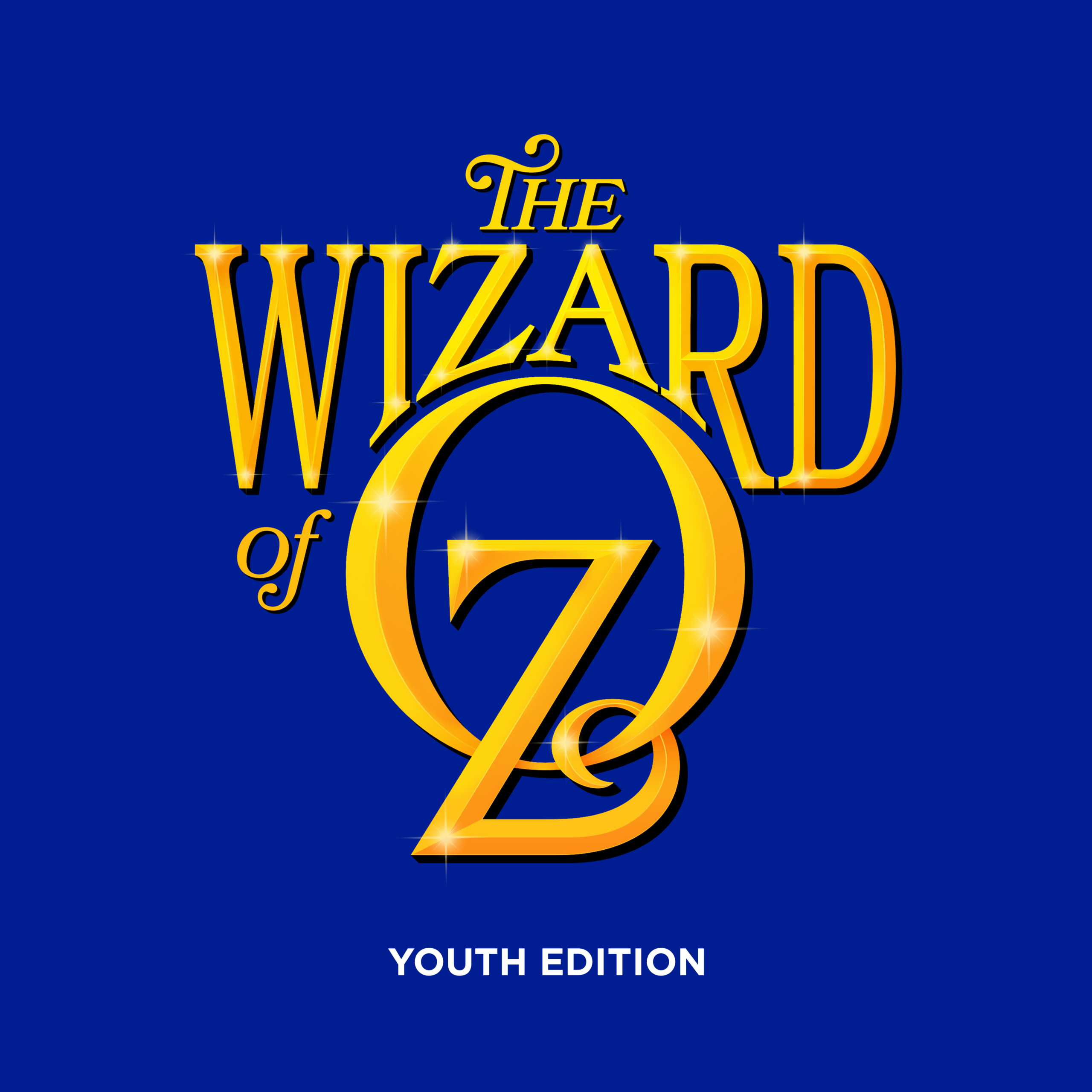 The words The Wizard of Oz appear in gold against a royal blue background with the words Youth Edition in white below it.
